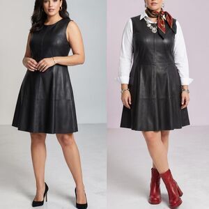 Halogen Black Leather Sleeveless Dress